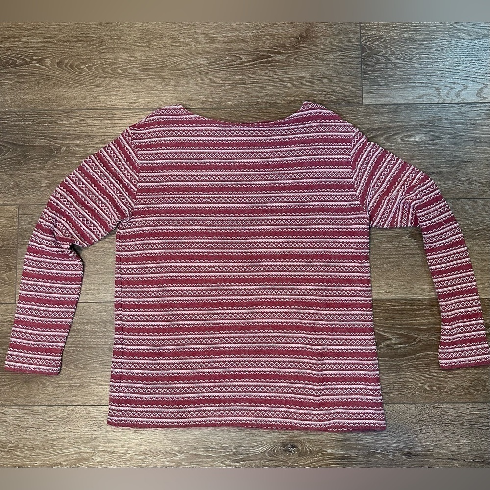 J. Jill Long Sleeve Boat Neck Red and White Embroidered Sweater - Picture 6 of 12